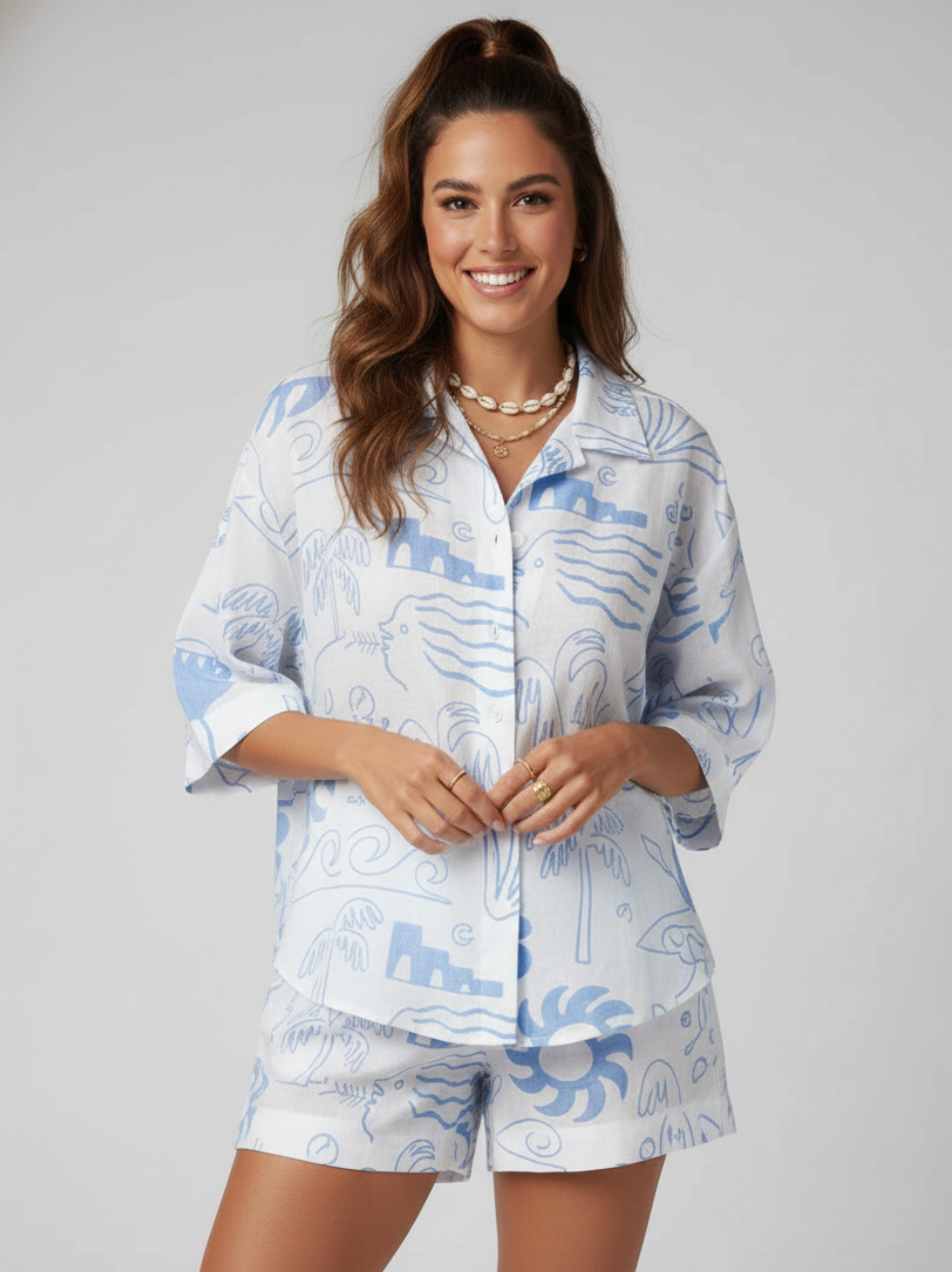 Anika Stylish Linen Two Piece Set