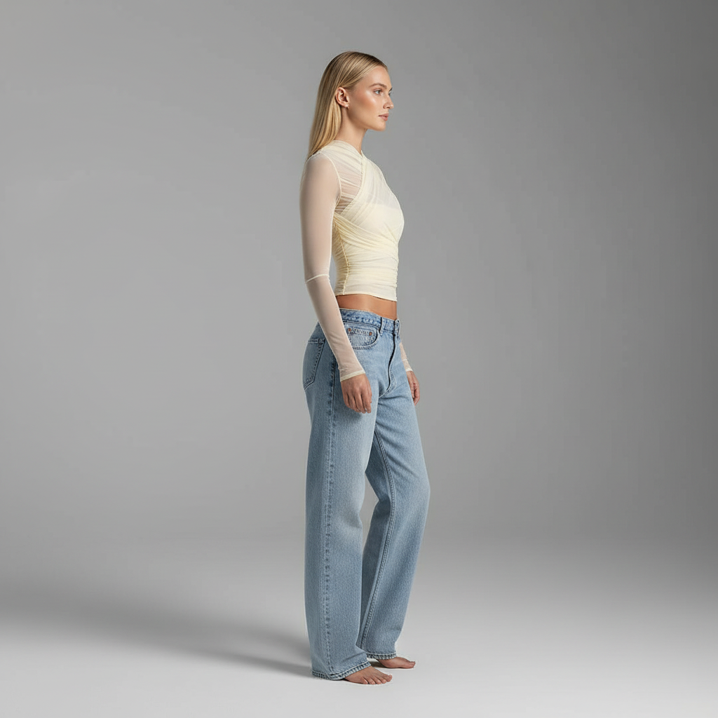 Sheer Mesh Long Sleeve Layering Top