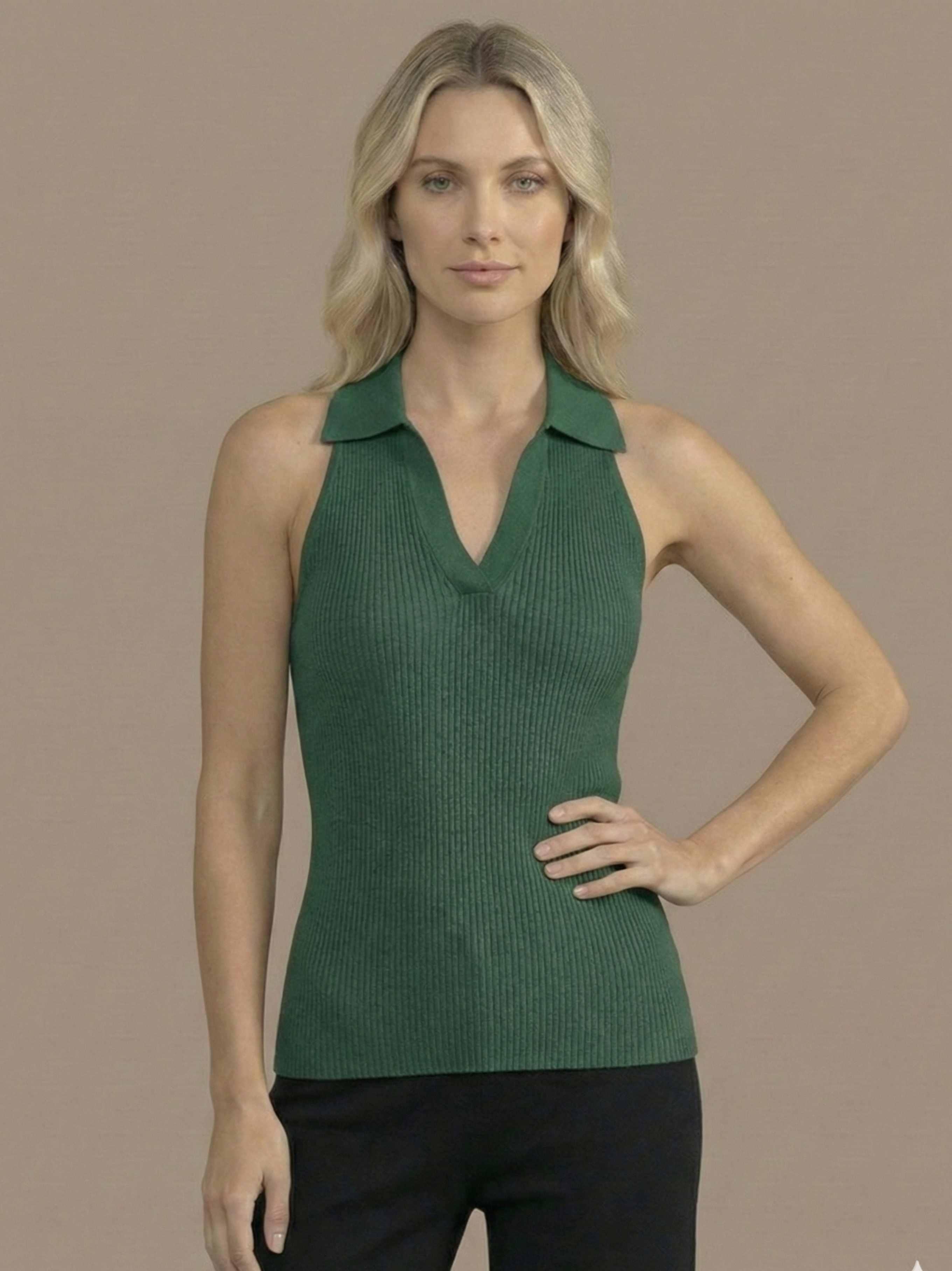 Stella V-Neck Ribbed Top