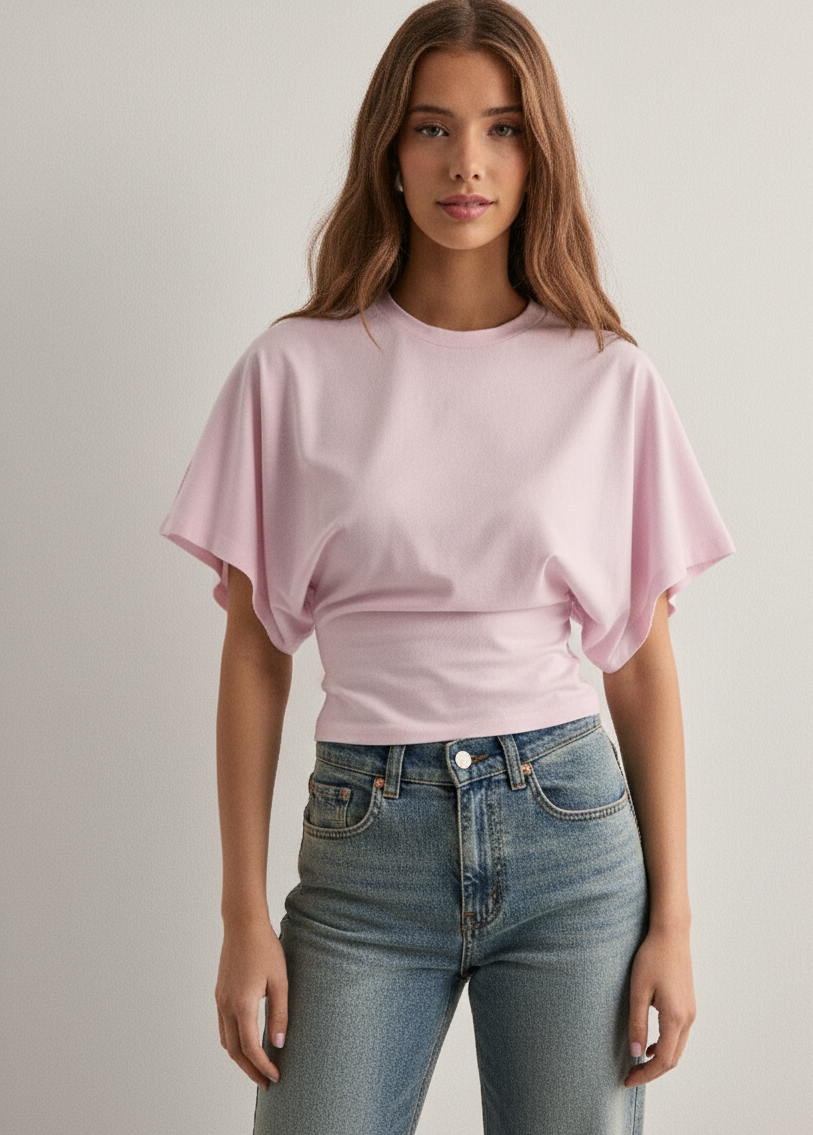 Oversized Cotton T-Shirt with Wide Sleeves