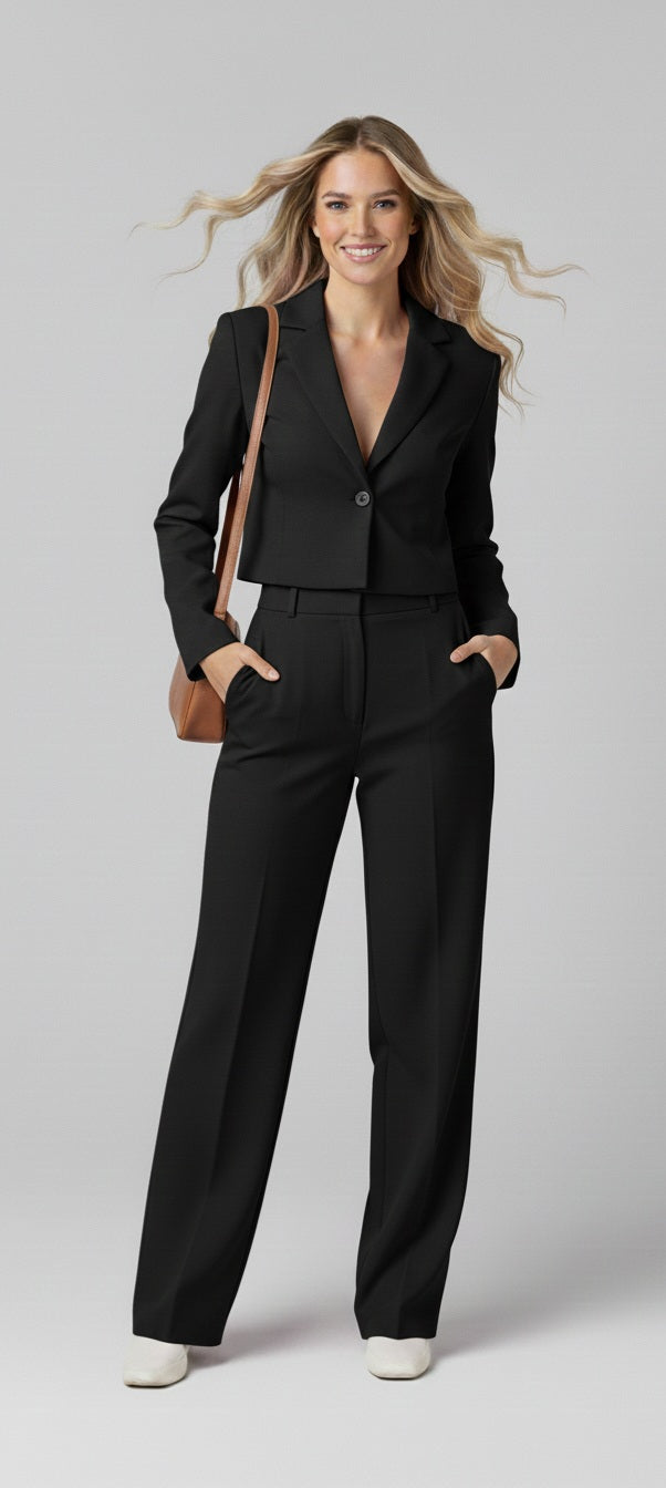Pia Cropped Blazer and Pants Suit