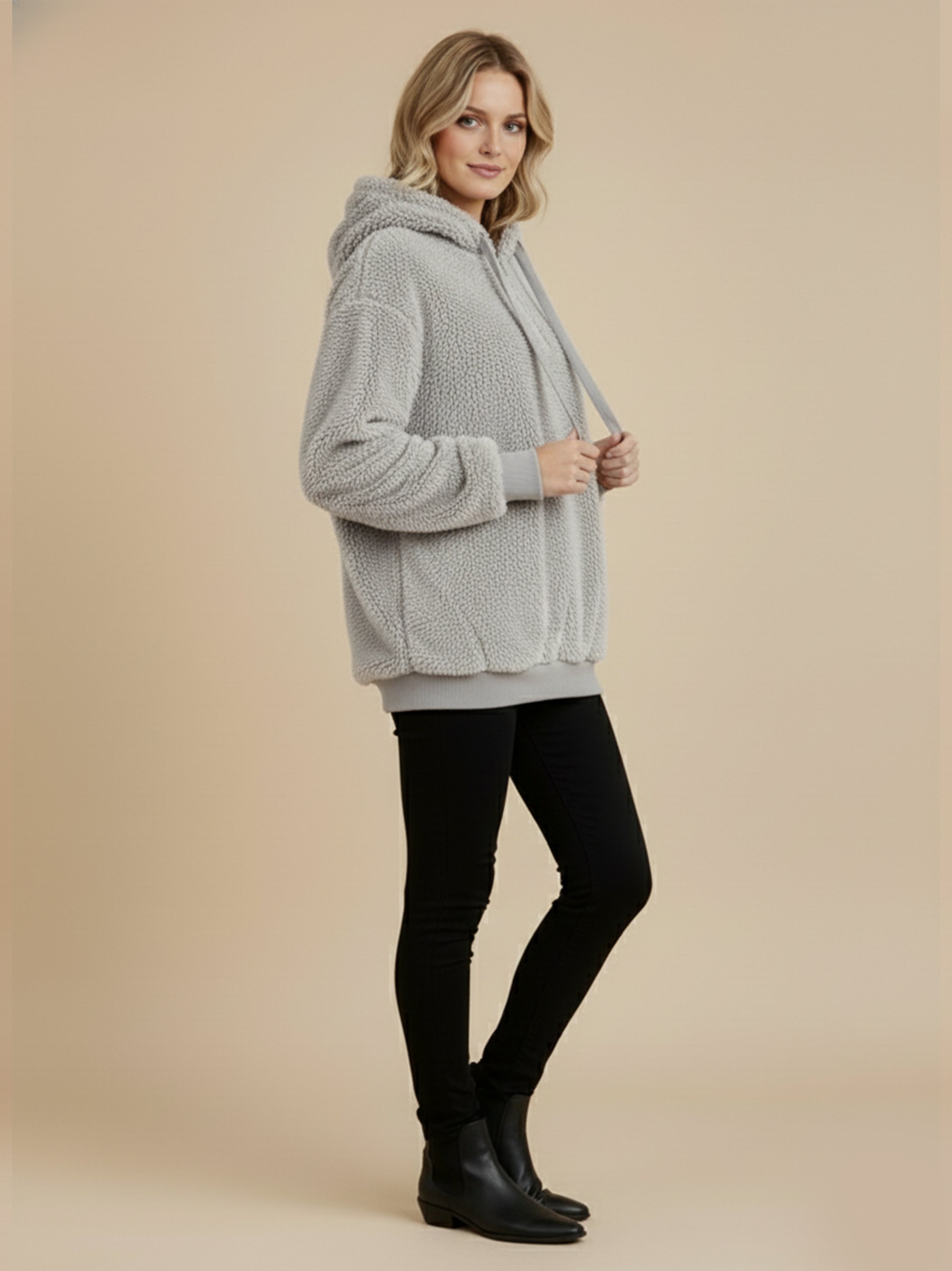 Athena Drawstring Teddy Hoodie