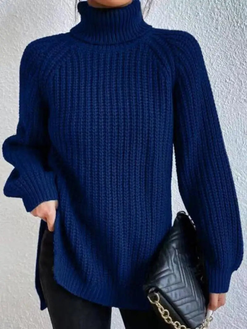 Oversized Knit Turtleneck Pullover Sweater