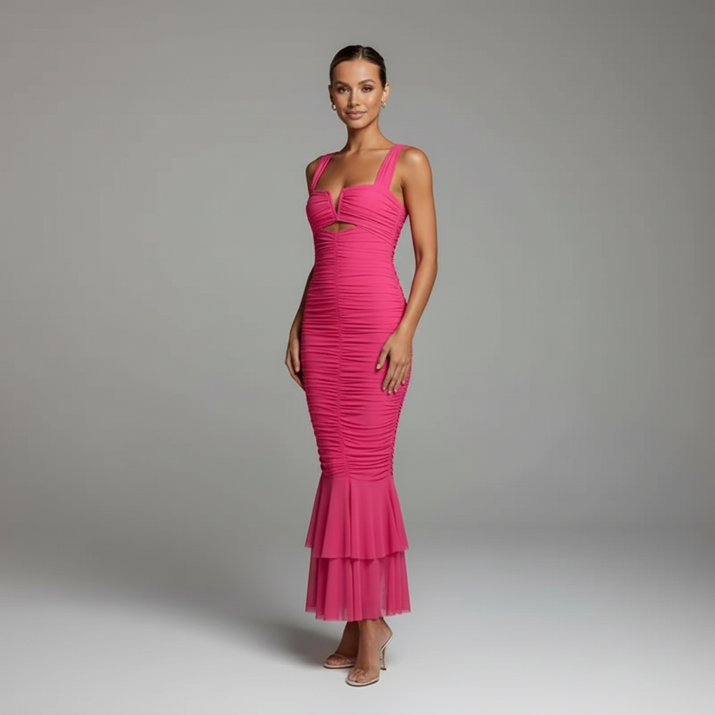 Ruched Cutout Mermaid Dress