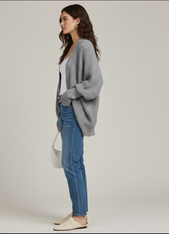 Relaxed Fit Rib Cuff Cardigan