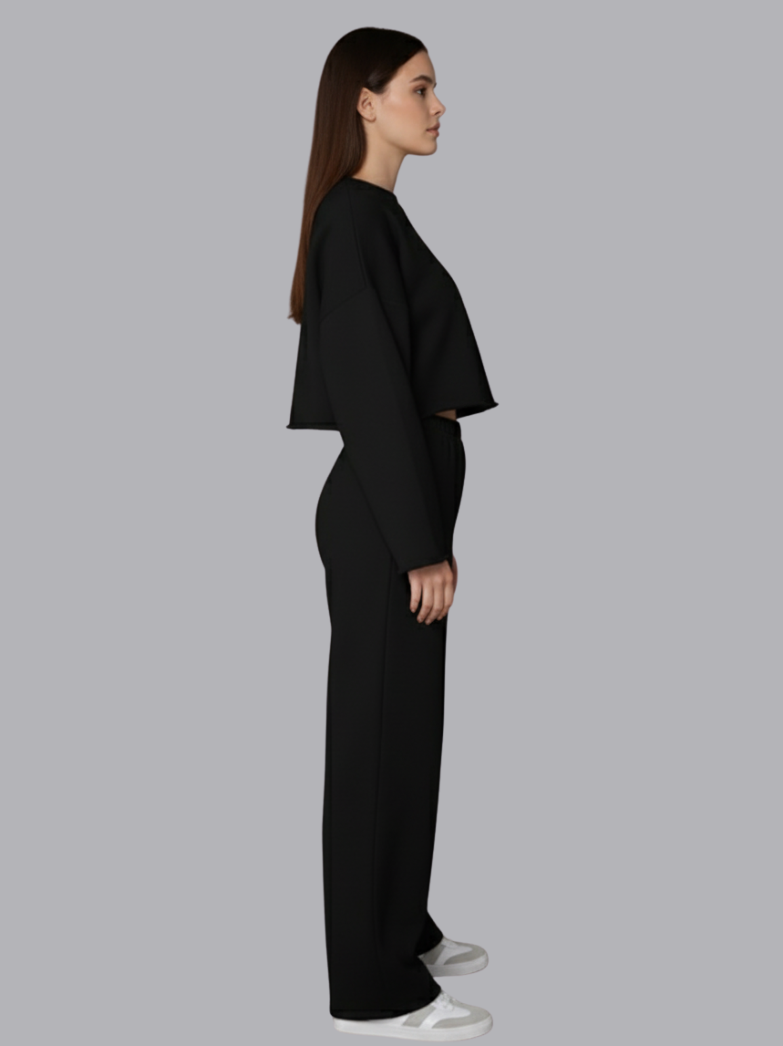 Cropped Long Sleeve Top and Jogger Pants Set