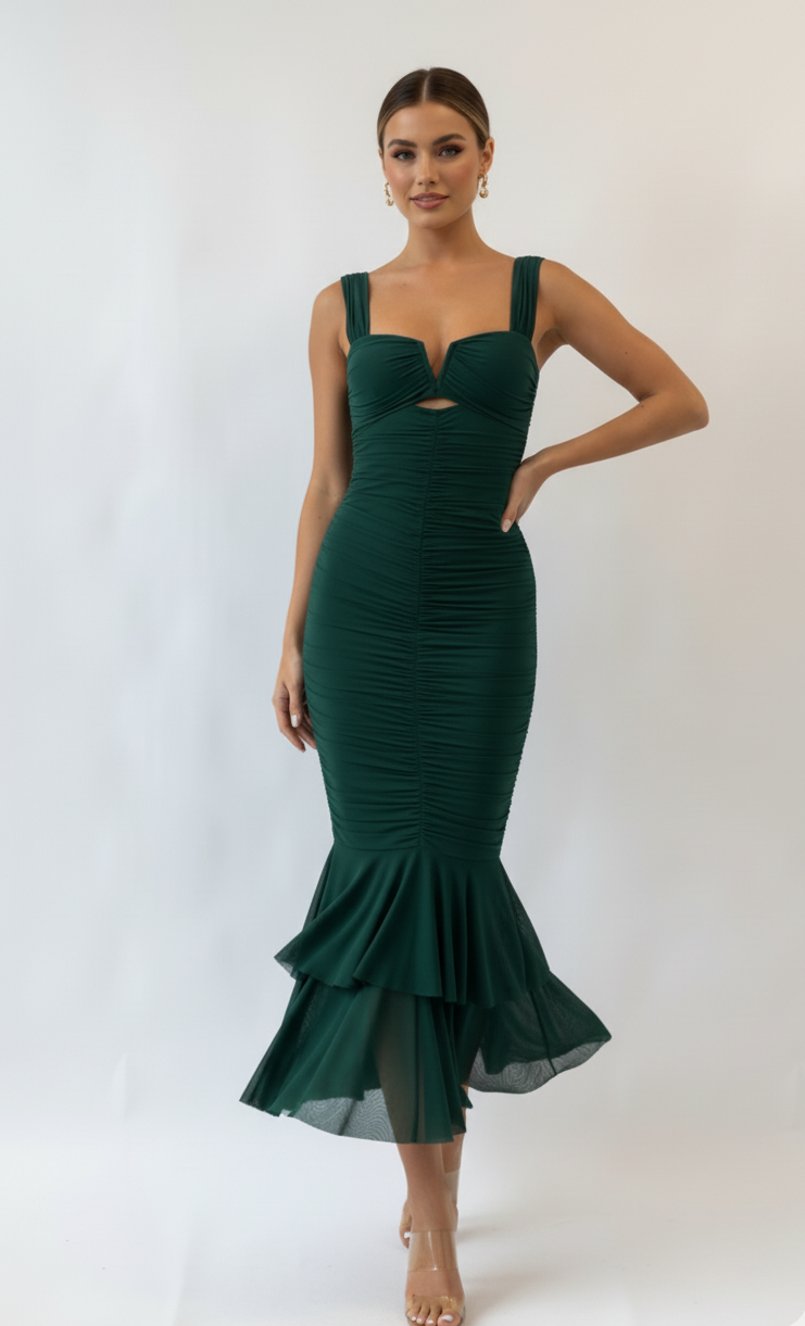 Pleated High-Waist Mermaid Dress
