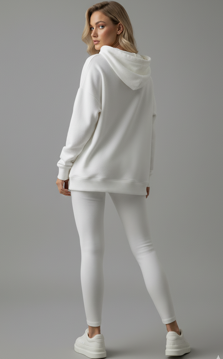 Crop Top, Hoodie and Fitted Leggings Set