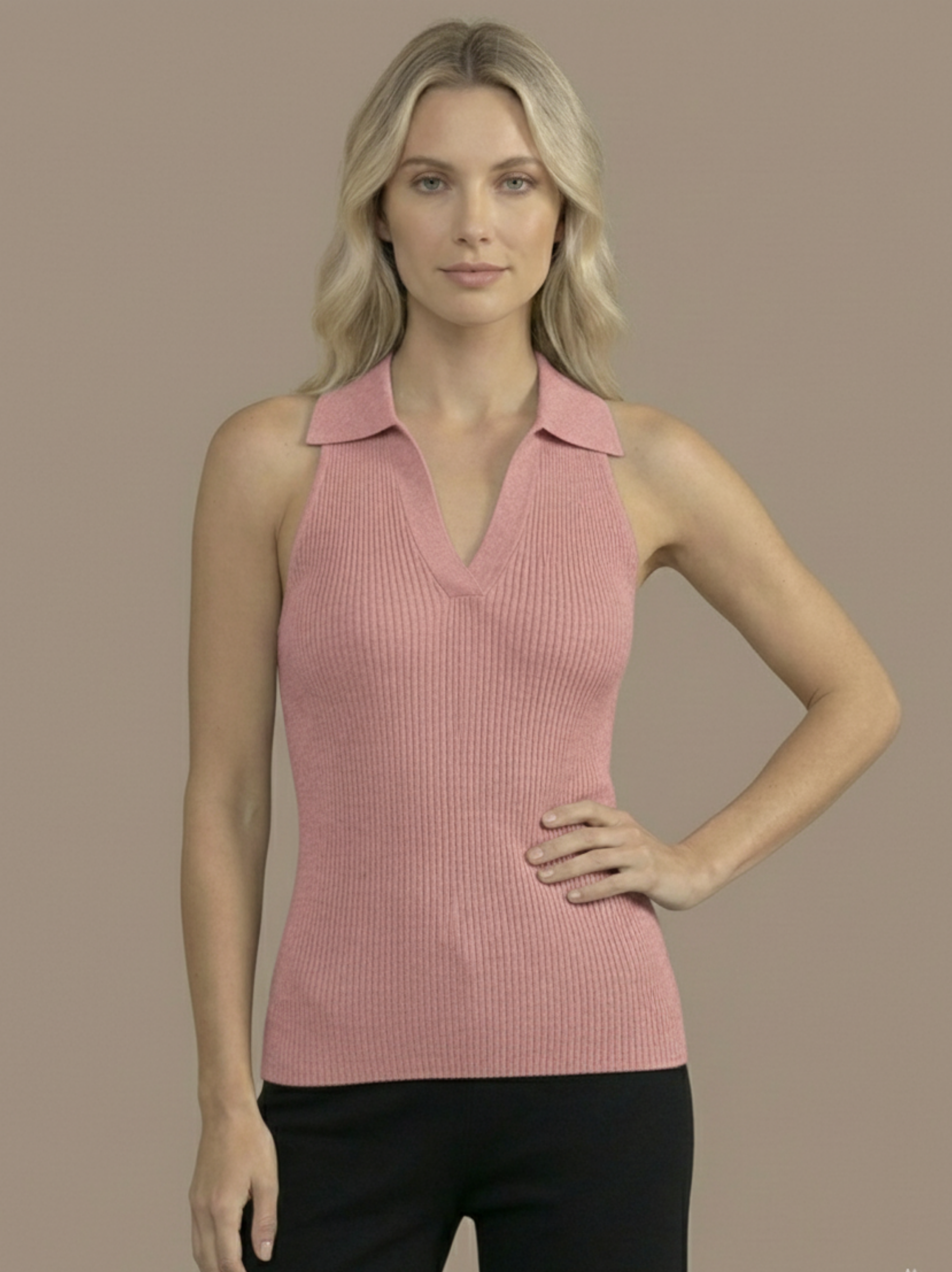 Stella V-Neck Ribbed Top