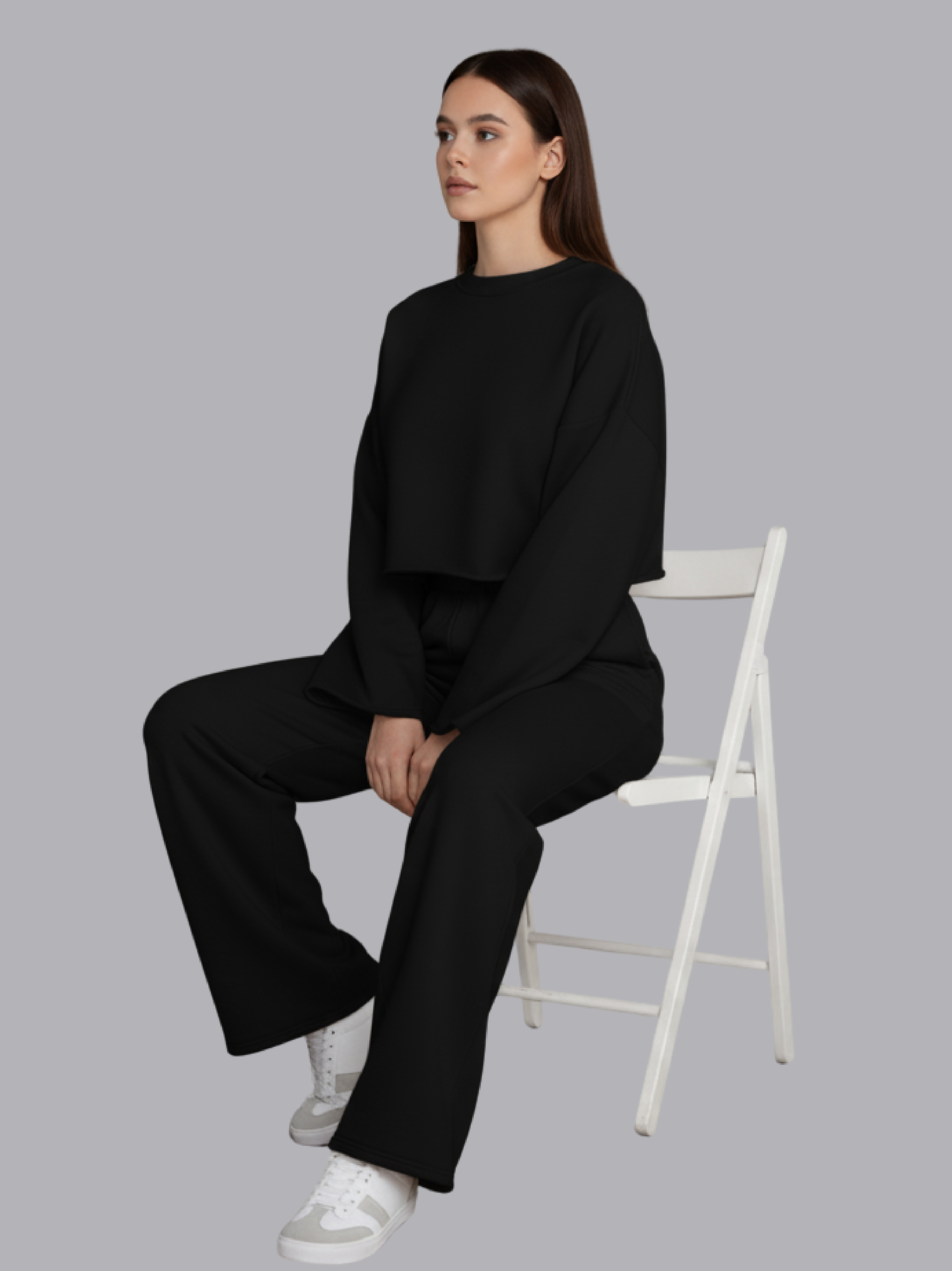 Cropped Long Sleeve Top and Jogger Pants Set