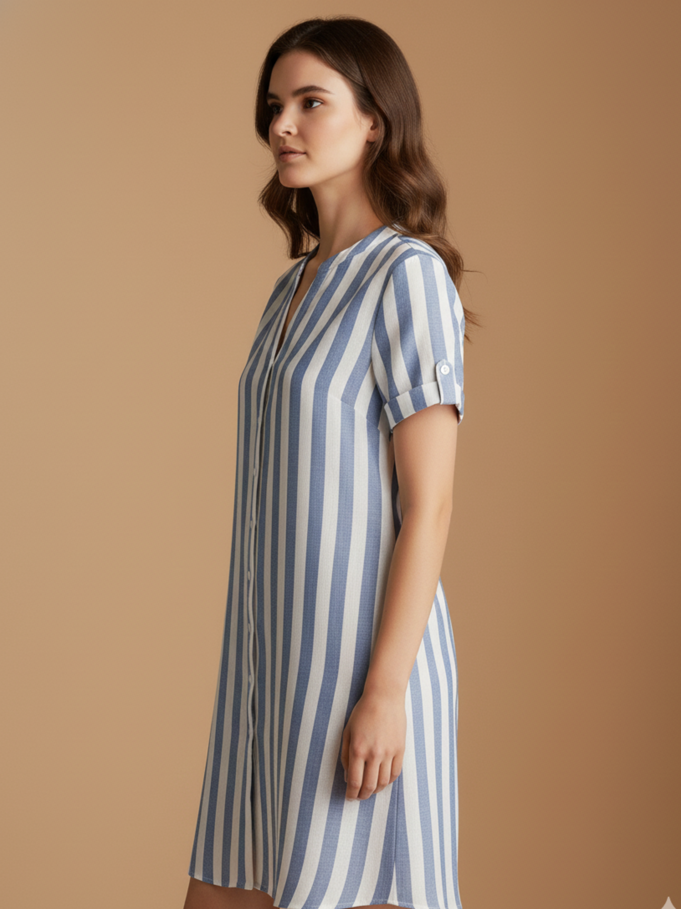 Striped Button Front Dress