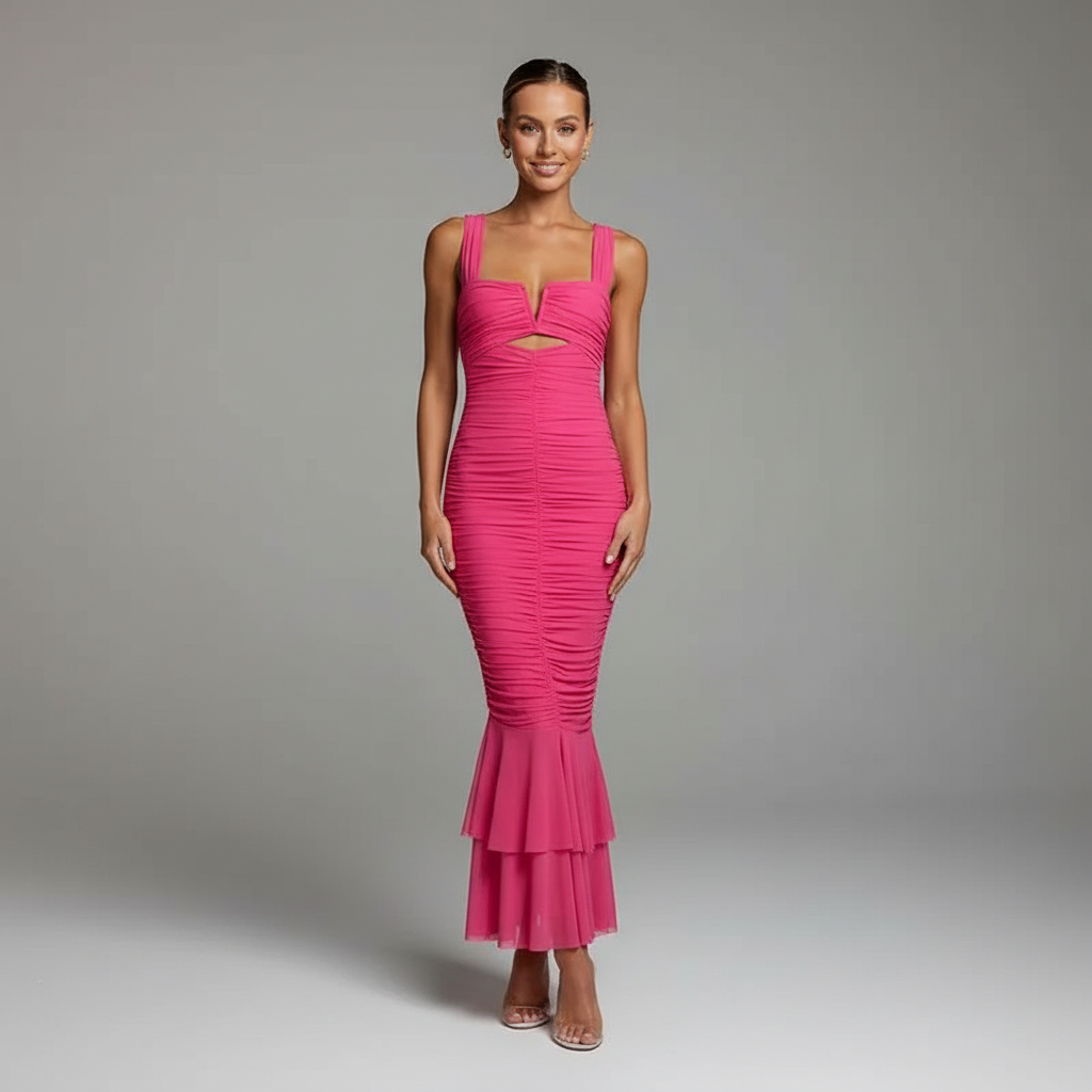 Ruched Cutout Mermaid Dress