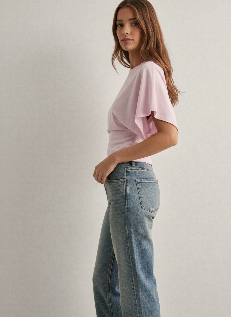 Oversized Cotton T-Shirt with Wide Sleeves