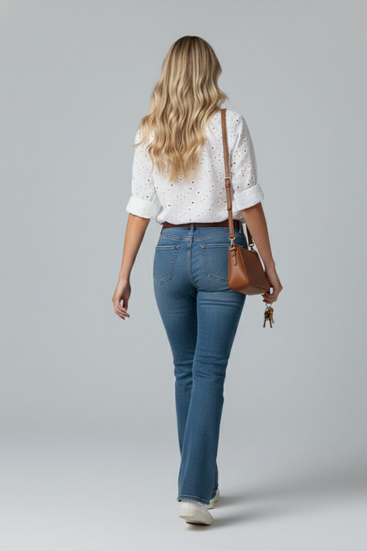Embroidered Floral Short Sleeve Blouse