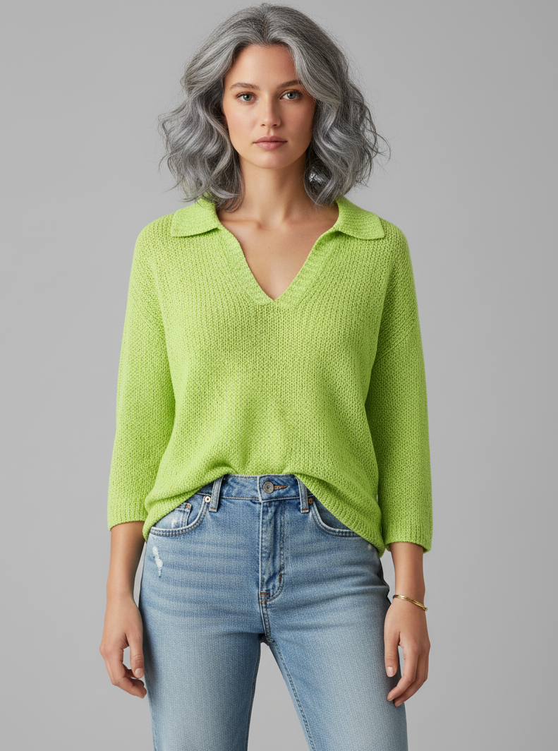 Crochet V-Neck Collar Top