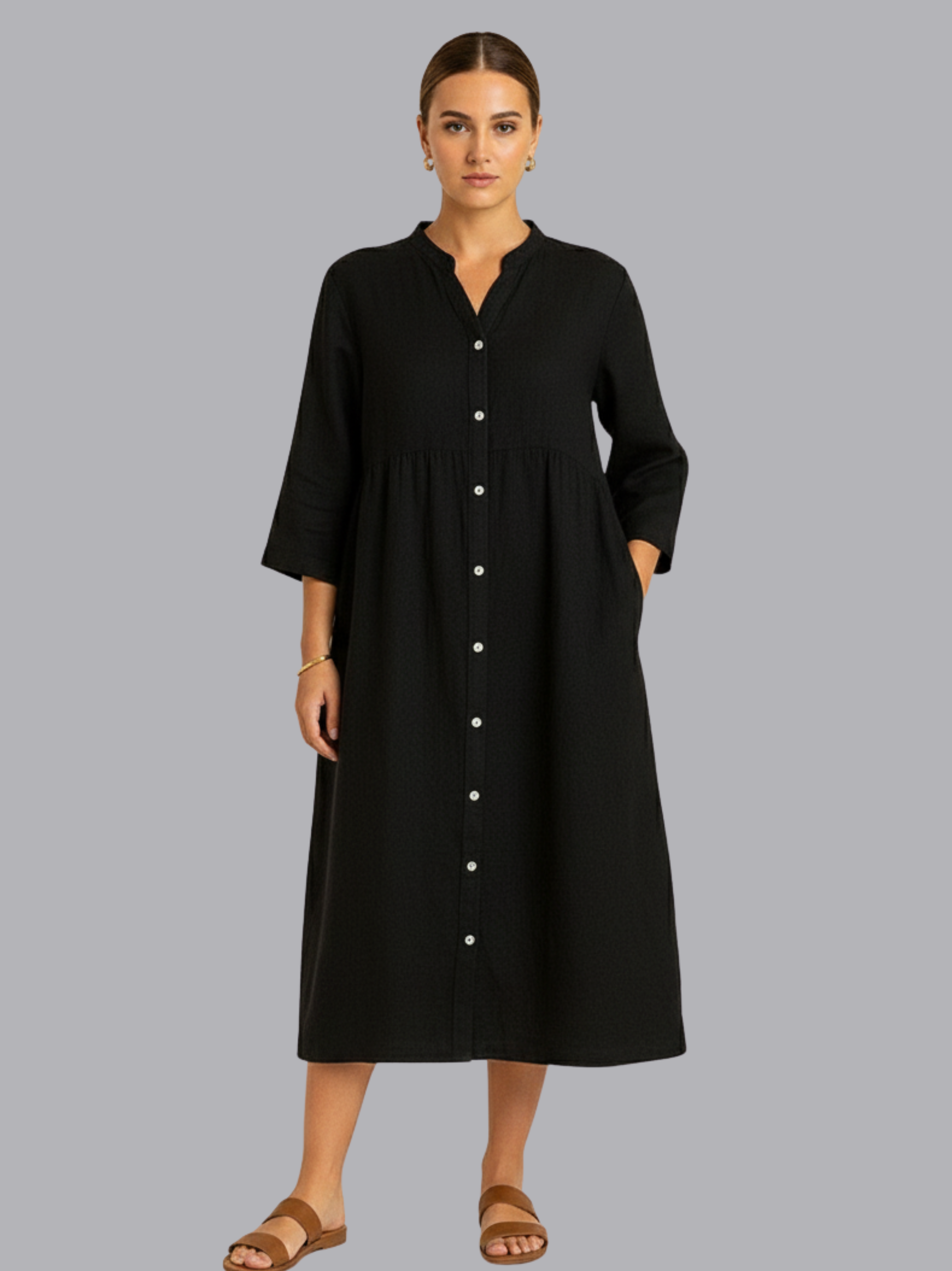 Cotton-Linen Shirt Dress