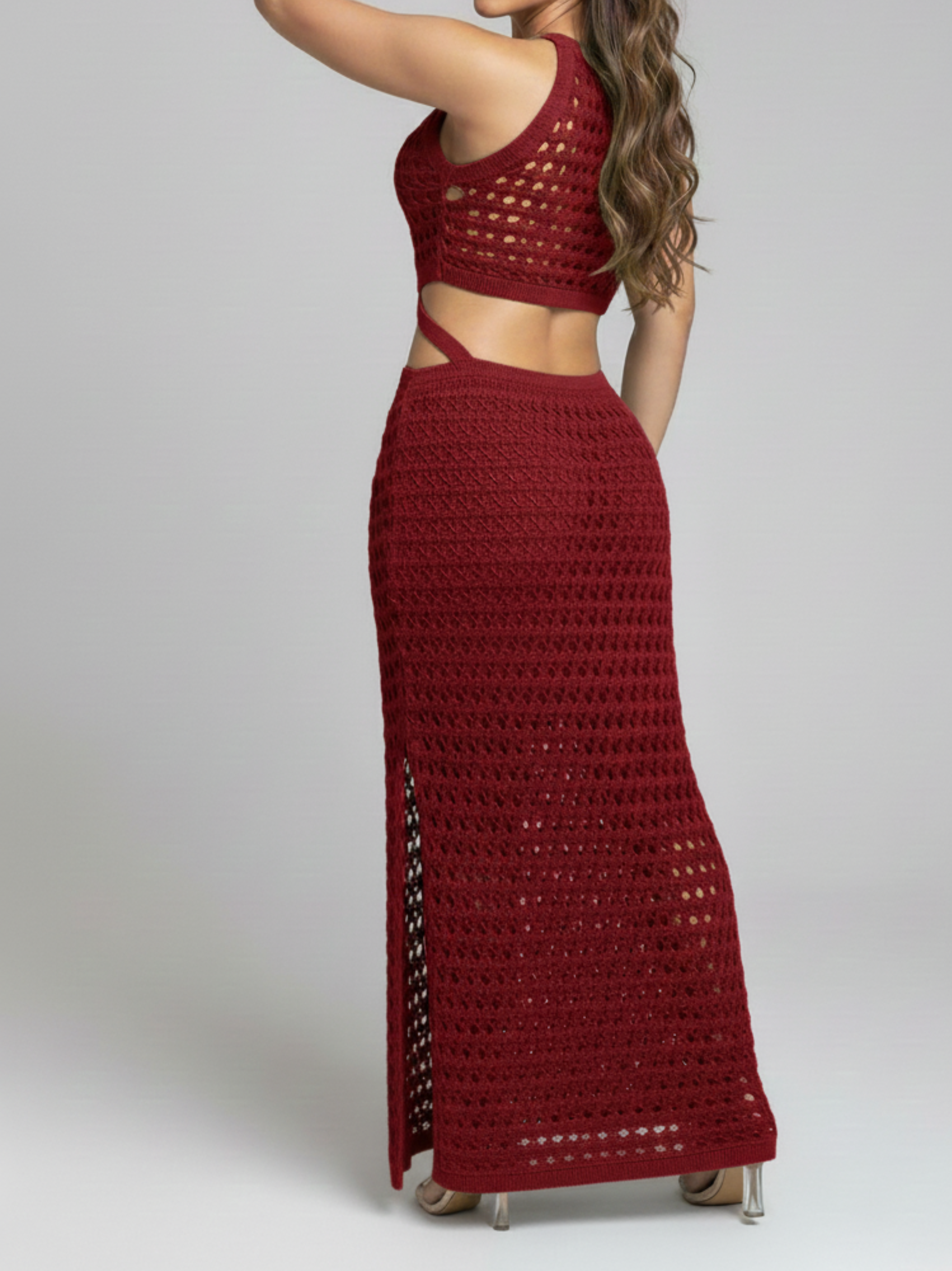 Stunning Gaze Knit Cutout Maxi Dress