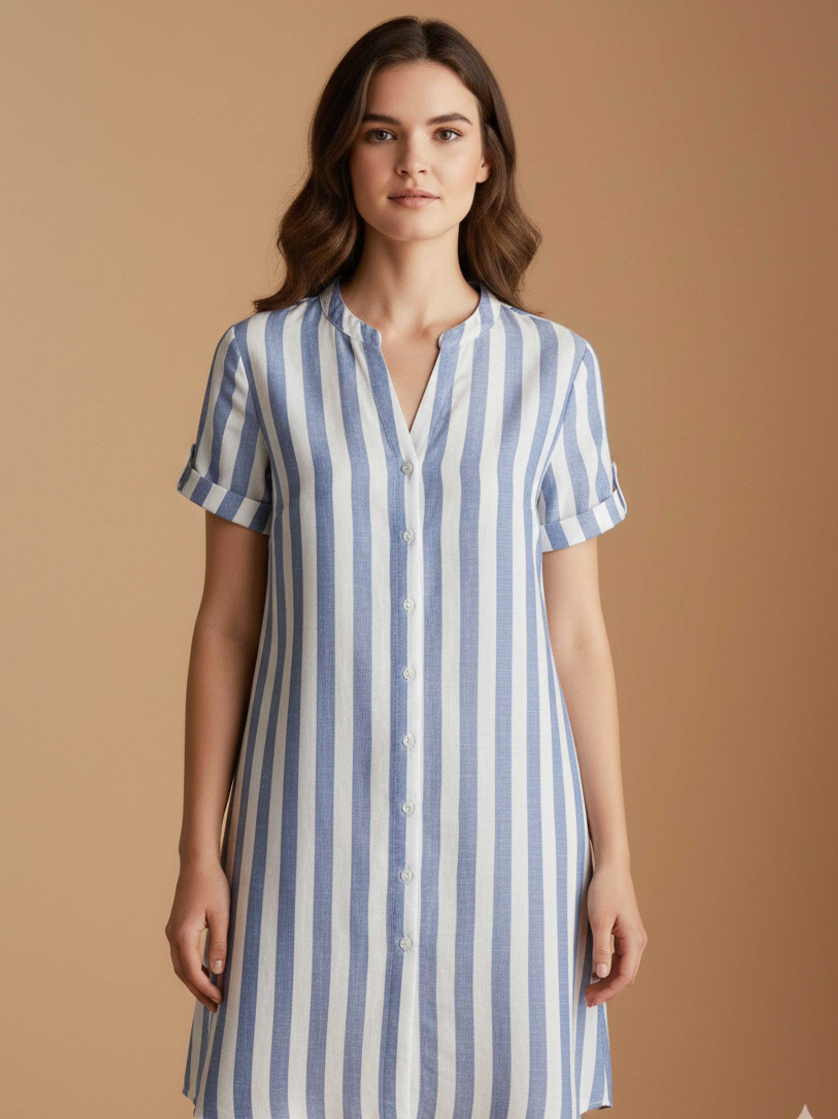 Striped Button Front Dress